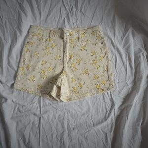 Yellow Floral Denim Shorts